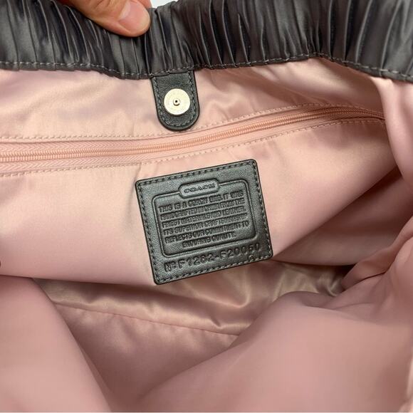 COACH #F20050 Ashley Gathered Carryall Satchel Bag Grey Satin - Picture 9 of 11